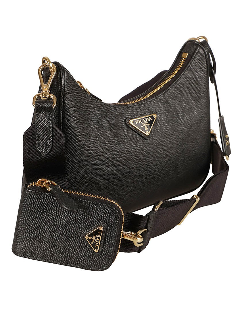 Prada Black Calfskin Bag With Removable Pouch
