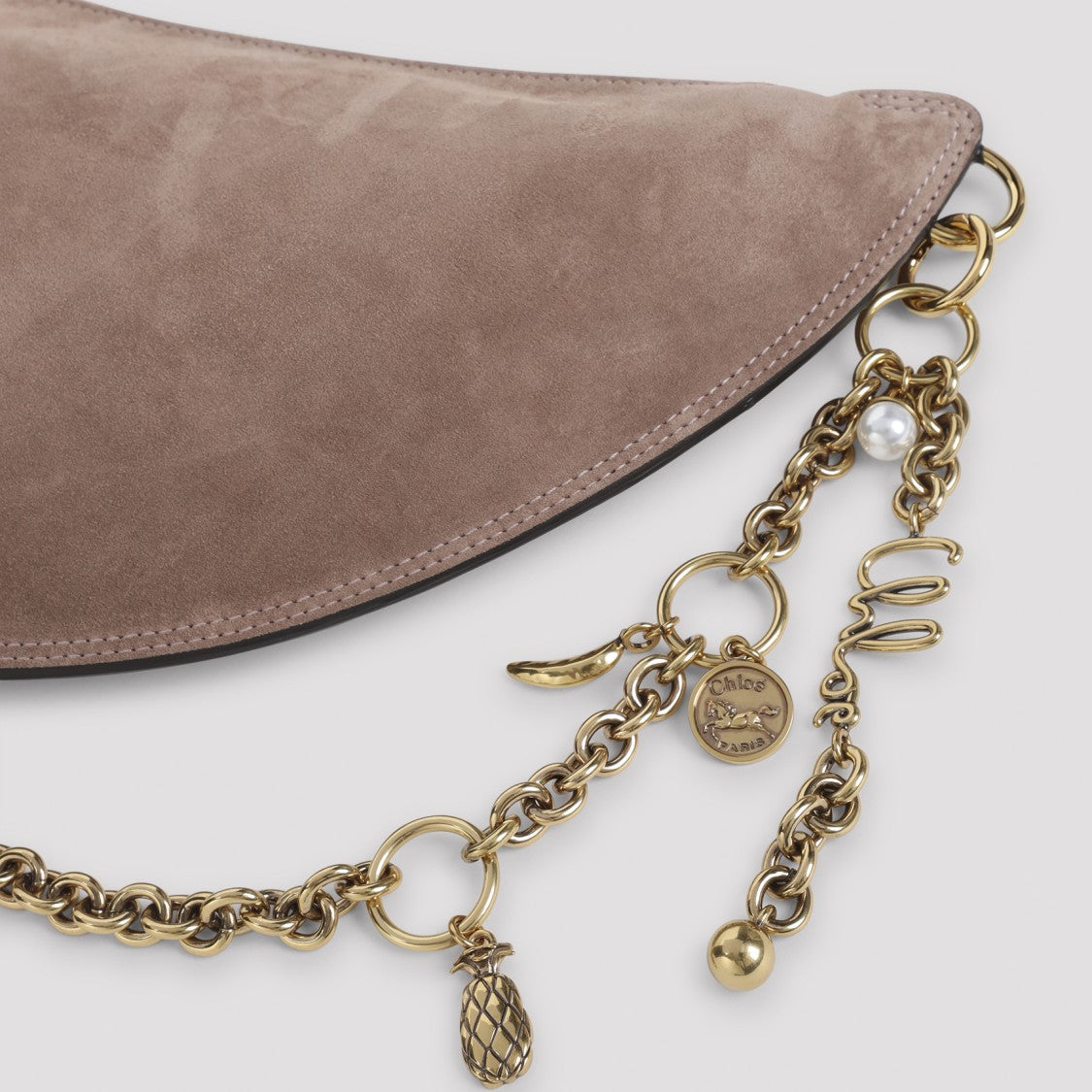 Chloé Woodrose Pink Suede Calf Leather Icons Shoulder Bag