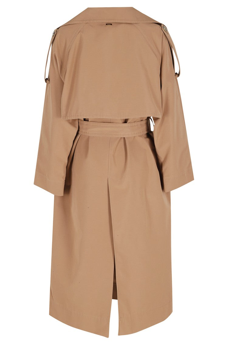 Herno Camel Long Trench Belted Double-Breasted Cotton Trench Coat