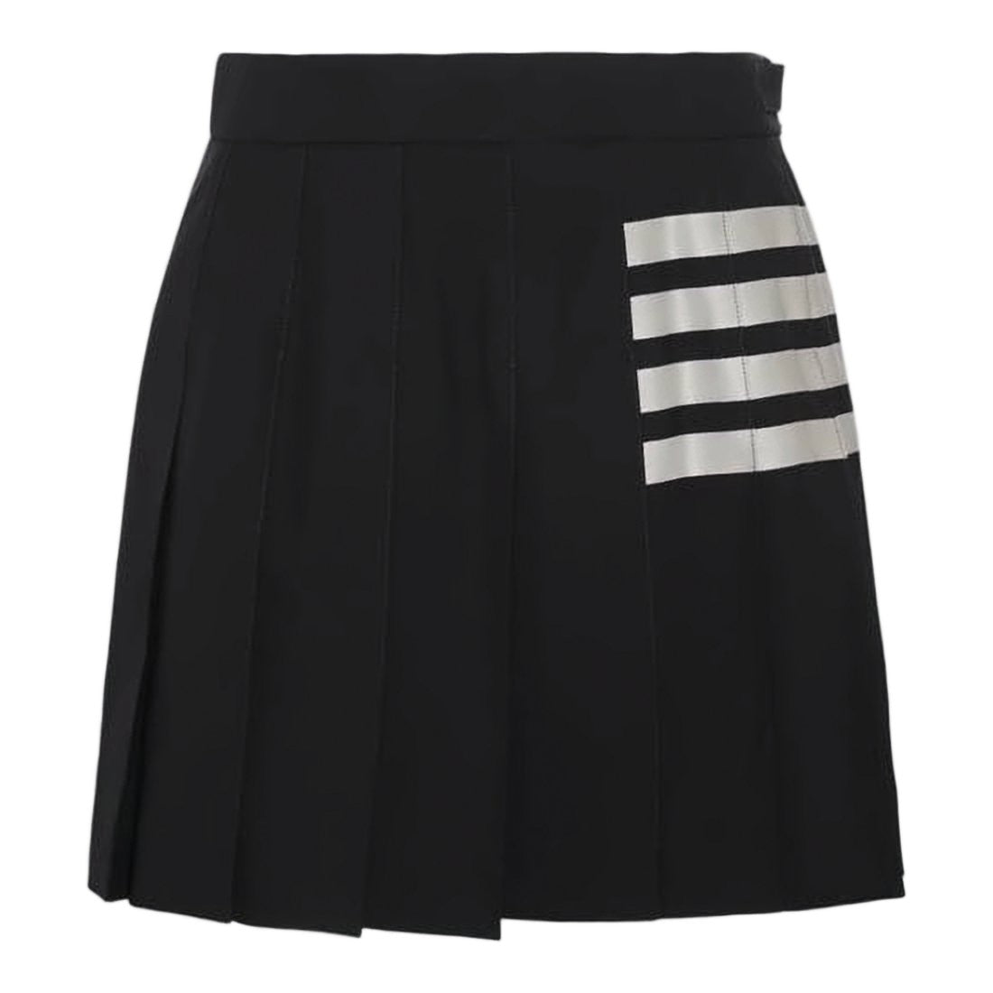 Thom Browne Pleated Mini Skirt With Structured Waistband And Horizontal Stripes