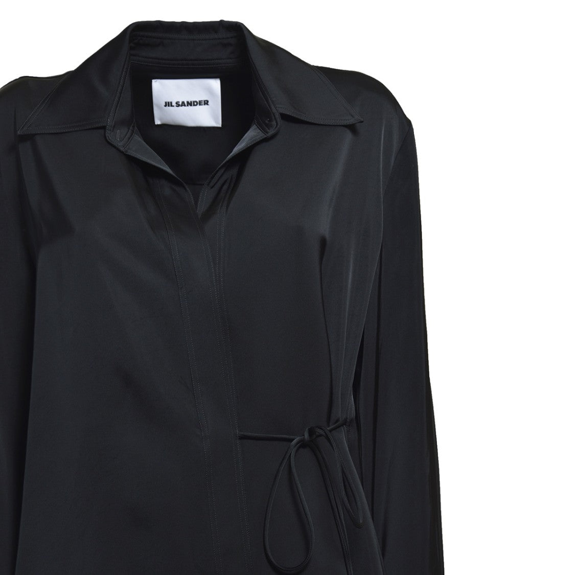 Jil Sander Black Viscose Oversized Shirt With Bow