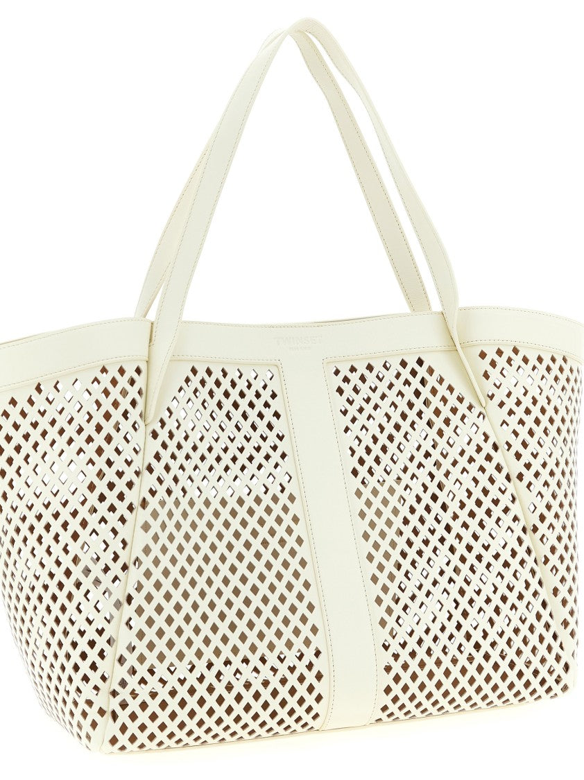 Twin-Set Openwork Leather Shopping Bag