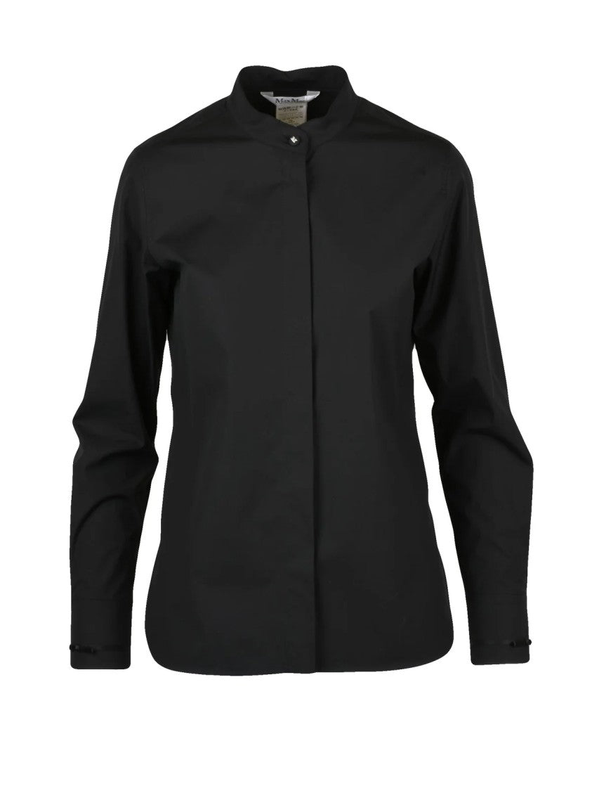 Max Mara Cotton Stretch Shirt With Mandarin Collar And Tailored Fit
