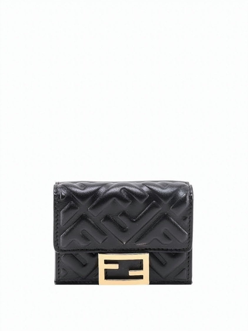 Fendi Compact Black Lambskin Wallet