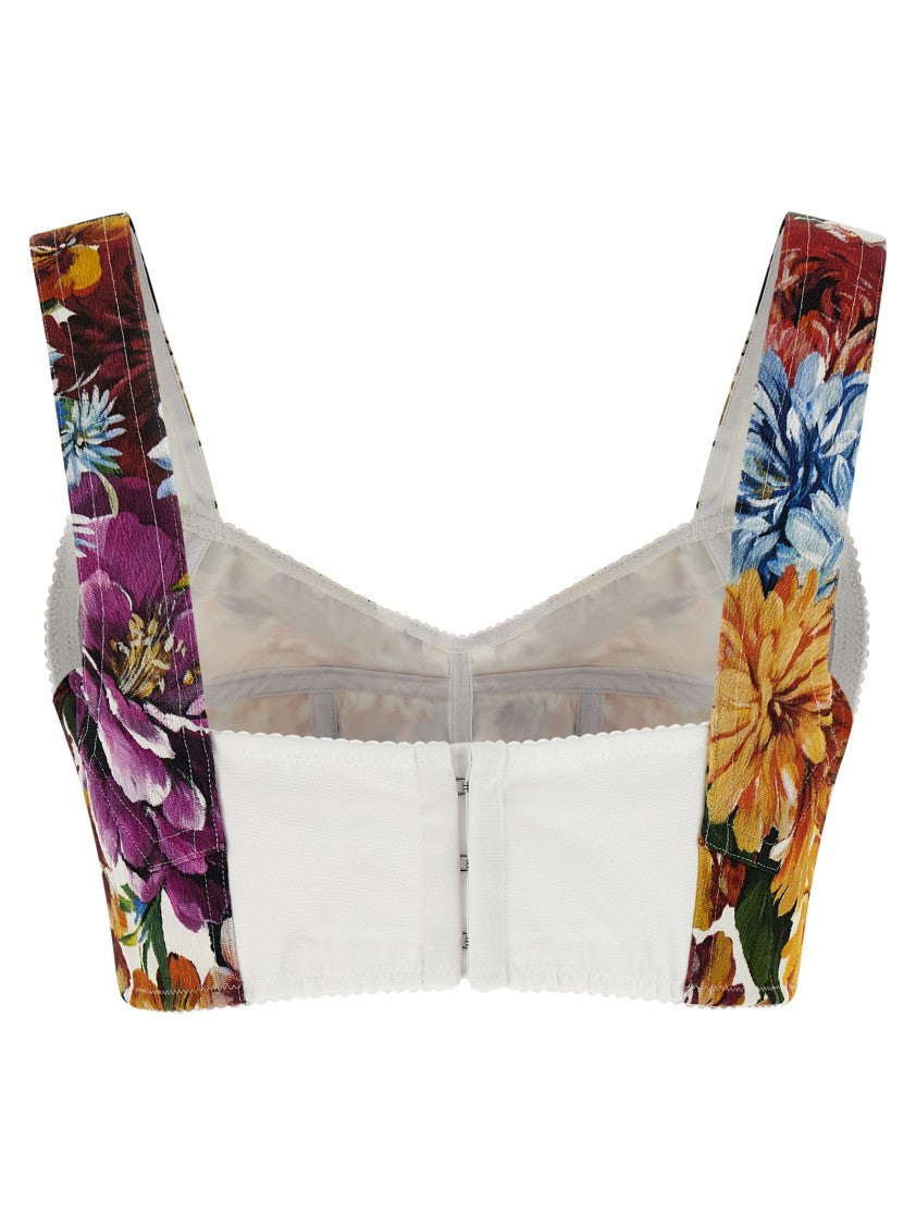 Dolce & Gabbana Floral Bustier Top With Sweetheart Neckline