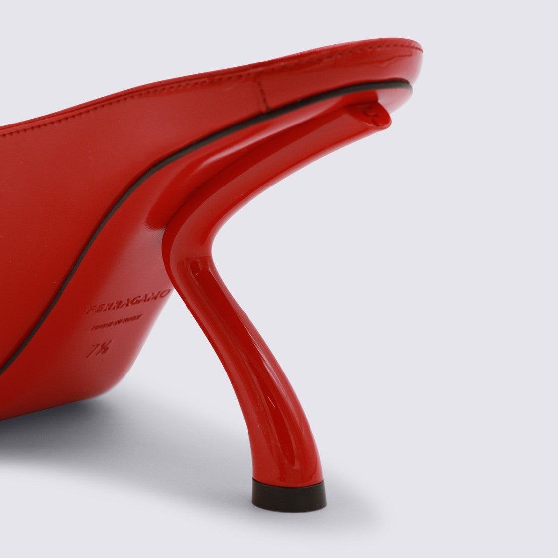 Ferragamo Pointed-Toe Mules With Sculptural Heel And Glossy Finish