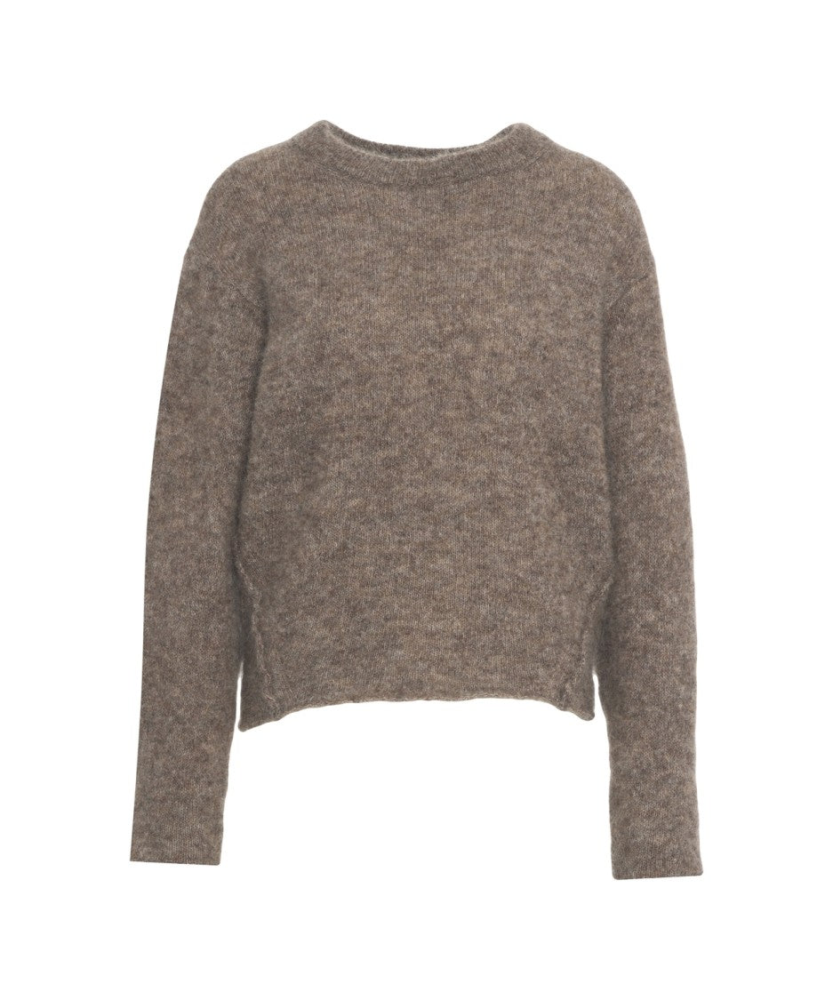 Second Female Textured Knit Sweater With Cropped Silhouette And Round Neckline