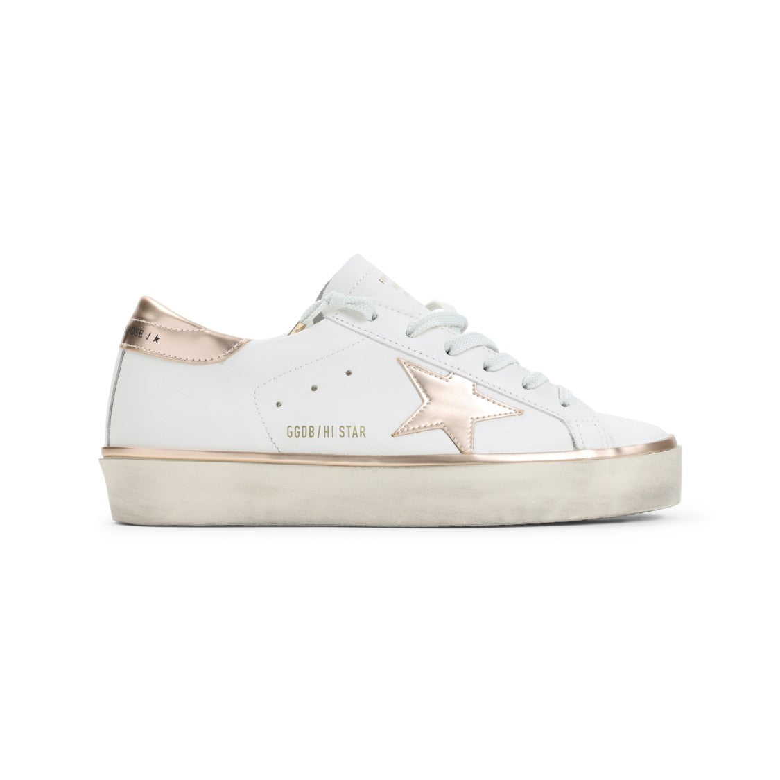Golden Goose White Cow Leather Hi Star Sneakers