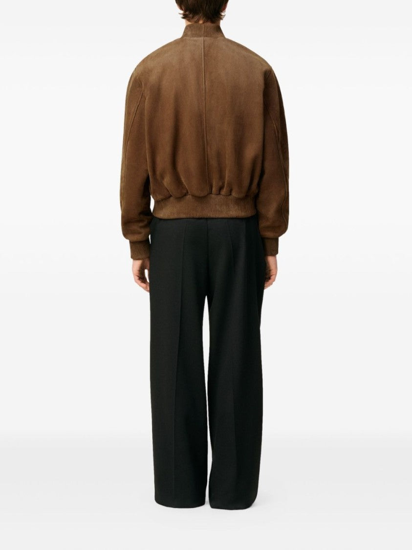 Ami Paris Brown Zip Front Embossed Logo Jacket