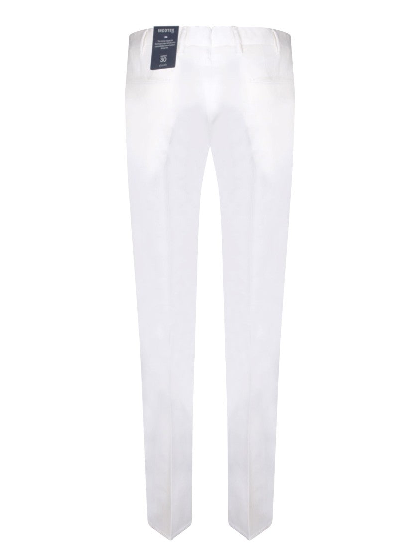 Incotex White Cotton Blend Trousers