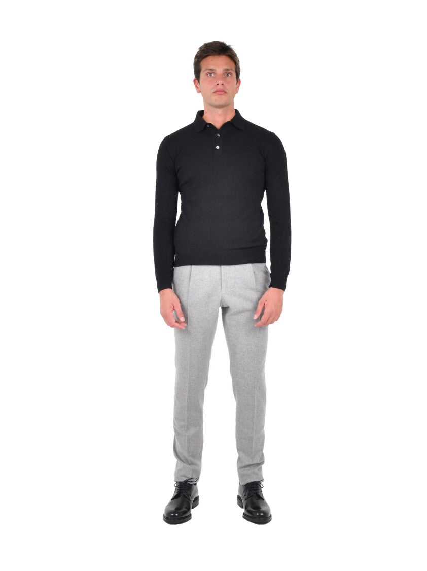 Franzese Collection Classic Long-Sleeved Polo Sweater In Cashmere Blend