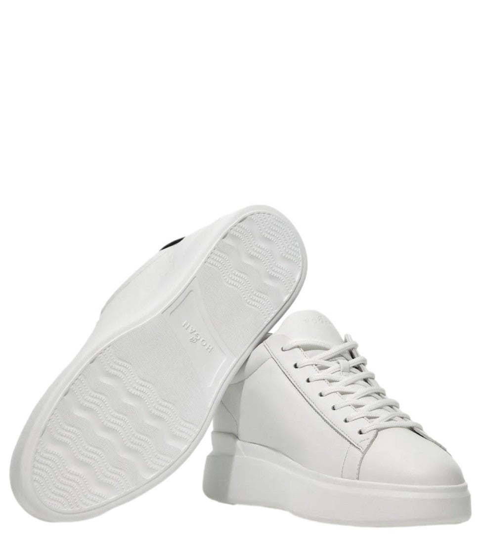 Hogan White Leather Embossed Accent Sneakers