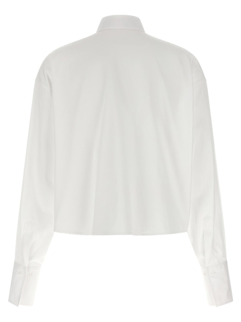 Ermanno Scervino Cropped Cotton Poplin Shirt With Plastron Detail