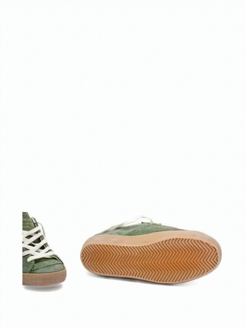 Golden Goose Low-Top Green Suede Sneakers With White Star Accent