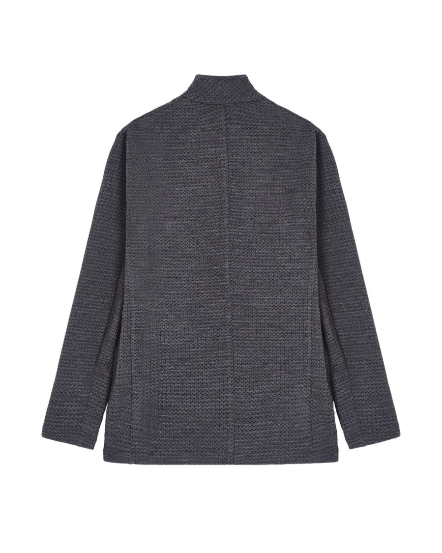 Emporio Armani Grey Blazer With 3D Motif