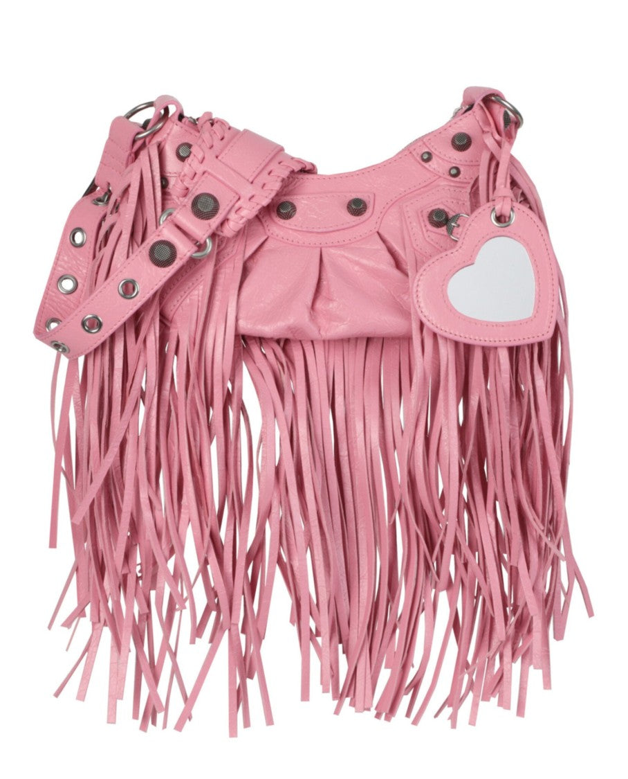 Balenciaga Fringe-Detail Lambskin Leather Shoulder Bag