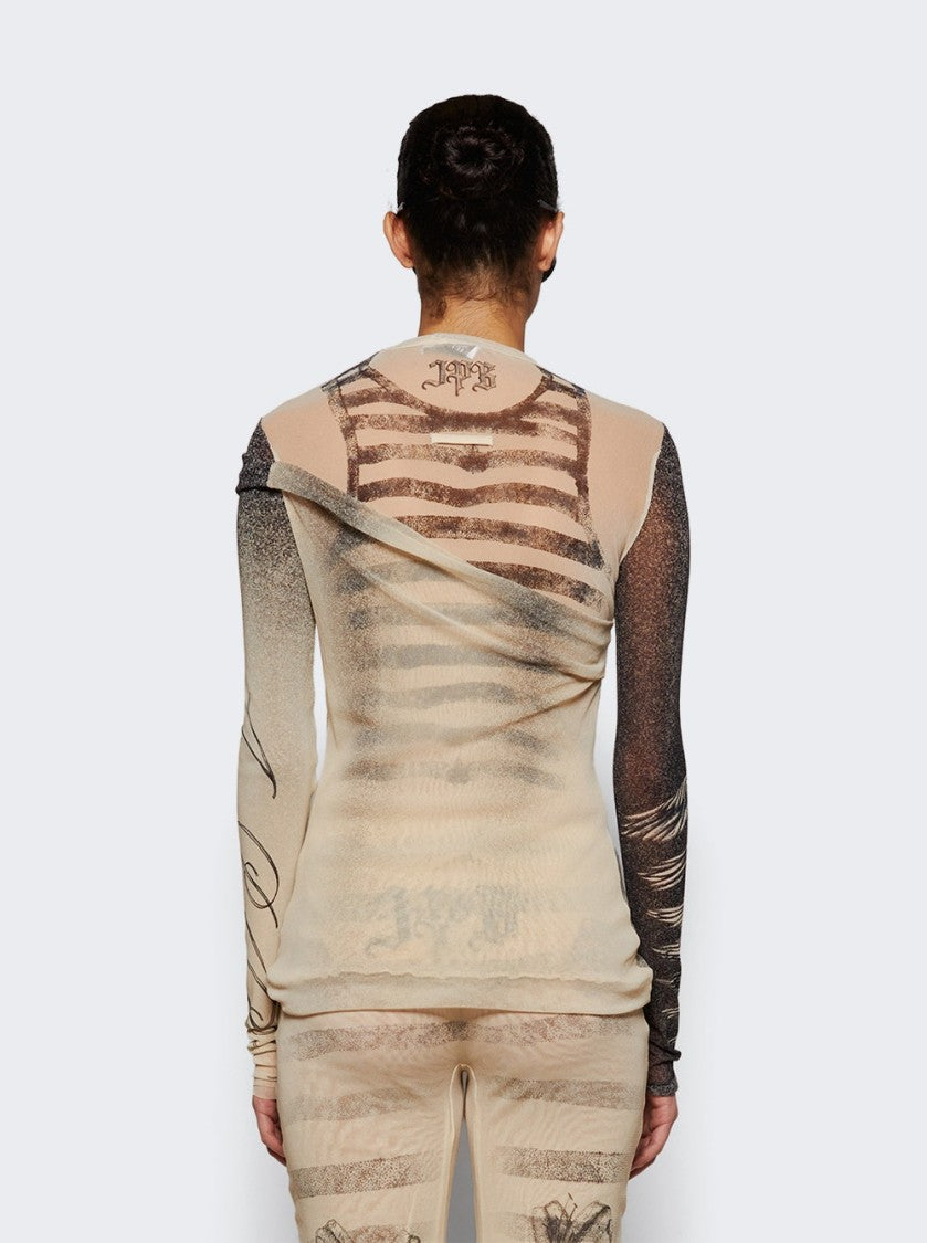 Jean Paul Gaultier Double Layer Mesh Tattoo Rose