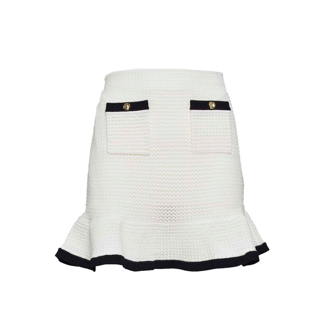 Self-Portrait White Crochet Knit Mini Skirt