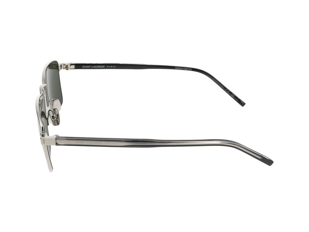 Saint Laurent Silver Square Grey Lenses Sunglasses