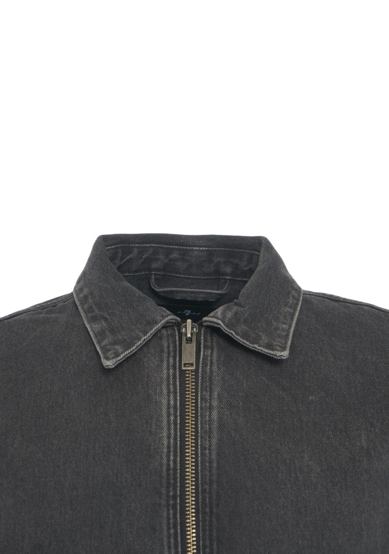 7 For All Mankind Denim Jacket With Full Zip Closure