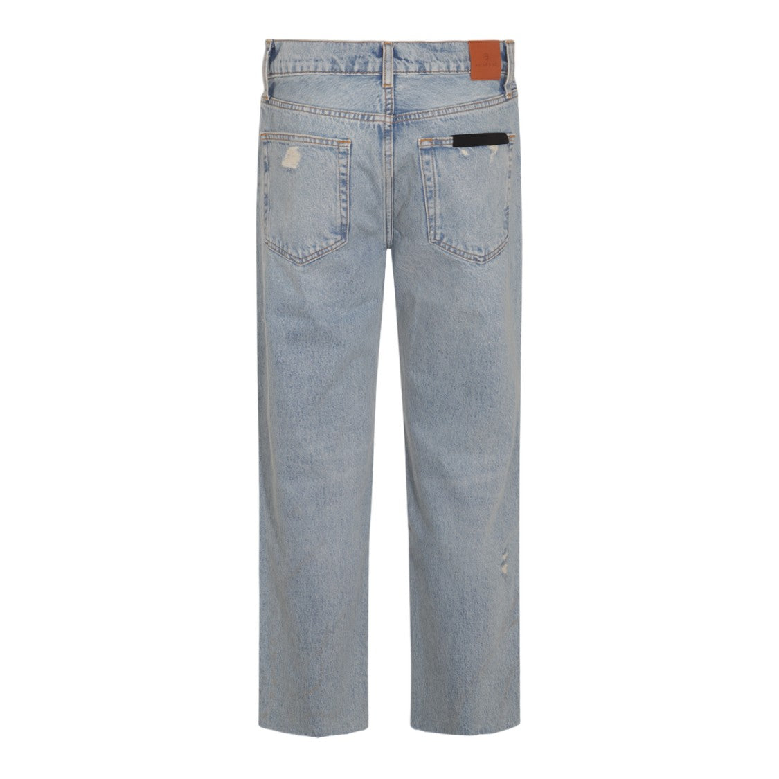 Anine Bing Light Blue Straight-Leg Jeans With Distressed Details