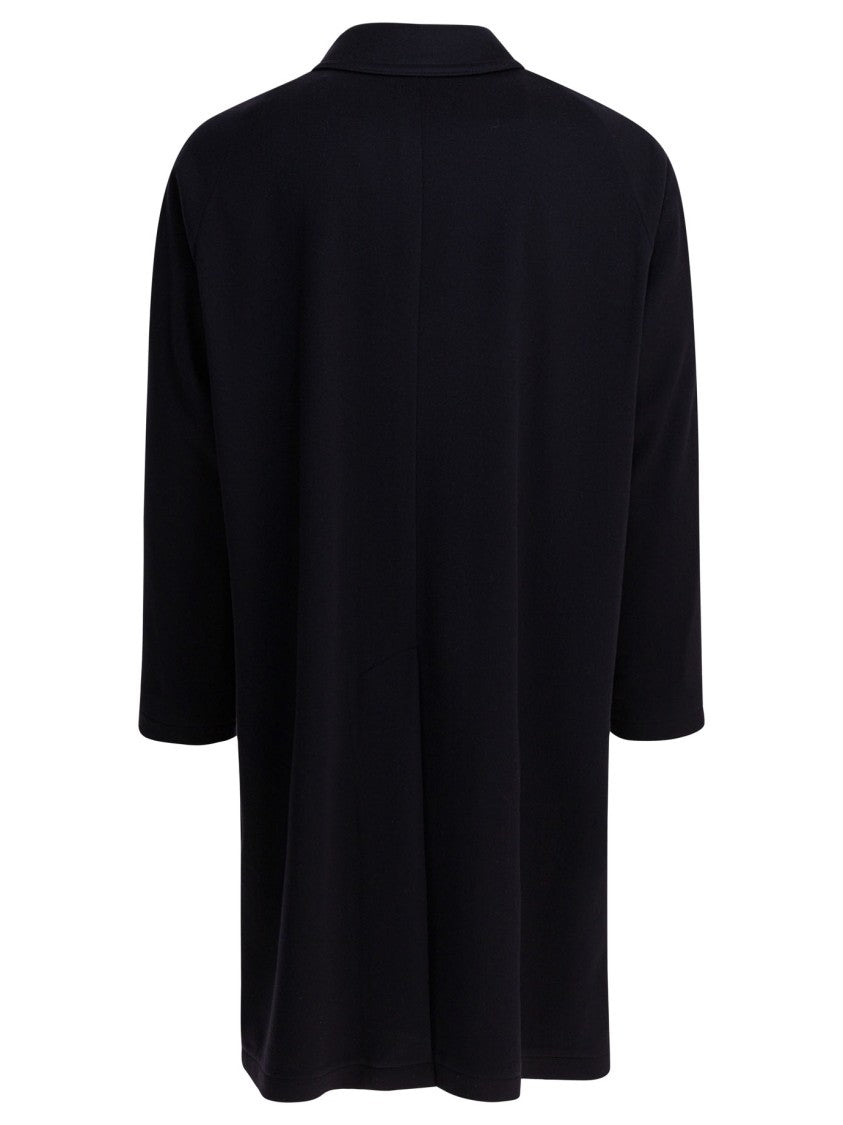 Tagliatore Mid-Length Blue Wool-Cashmere Coat