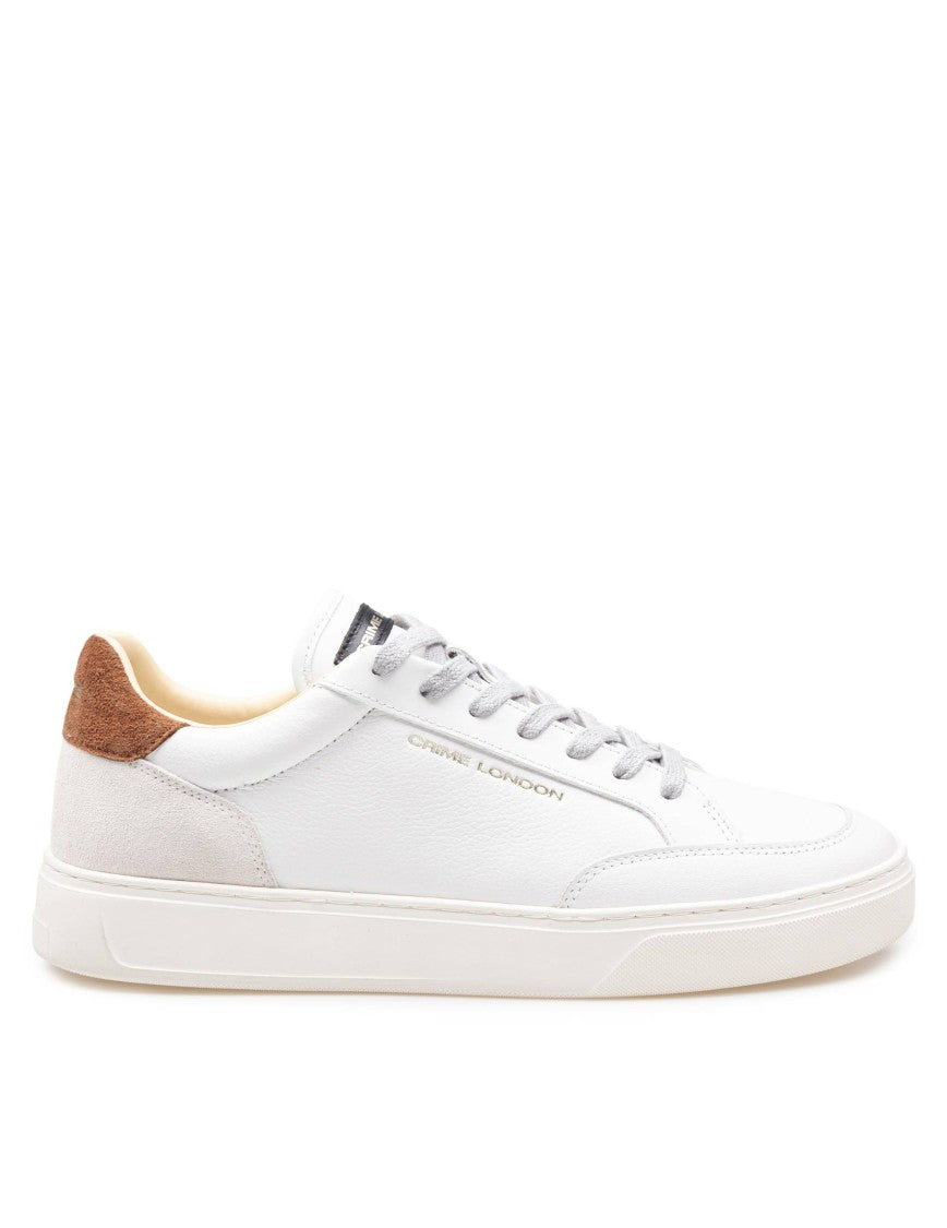 Crime London White/Tan Crime Leather Sneakers