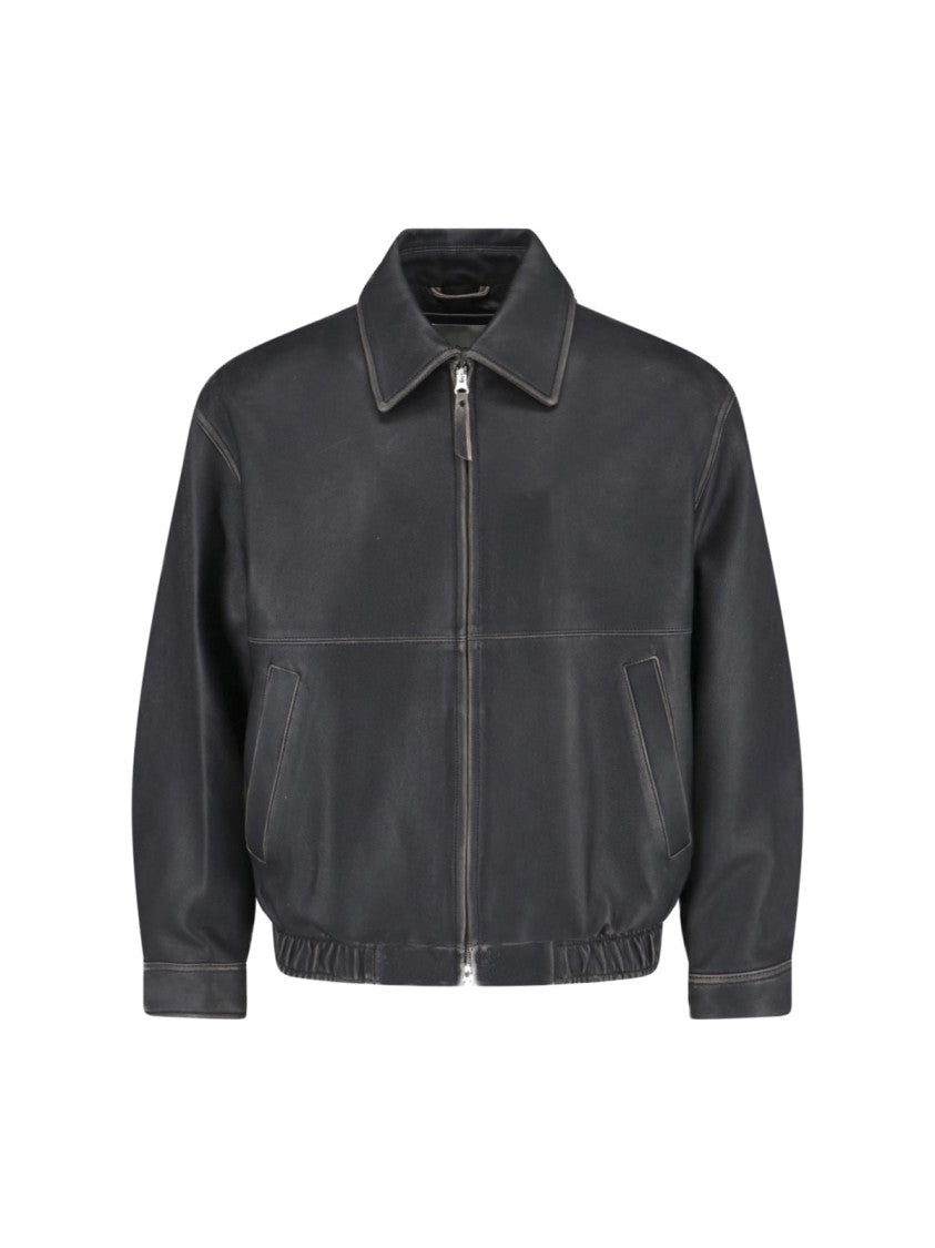Dunst Black Lambskin Bomber Jacket