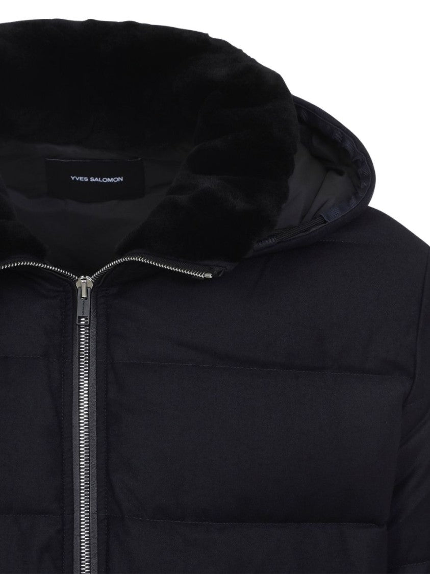 Yves Salomon Hooded Down Jacket With Mink Trim