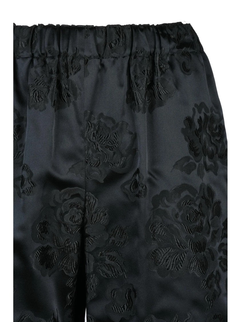 Comme Des Garçons Black Floral Jacquard Cropped Pants