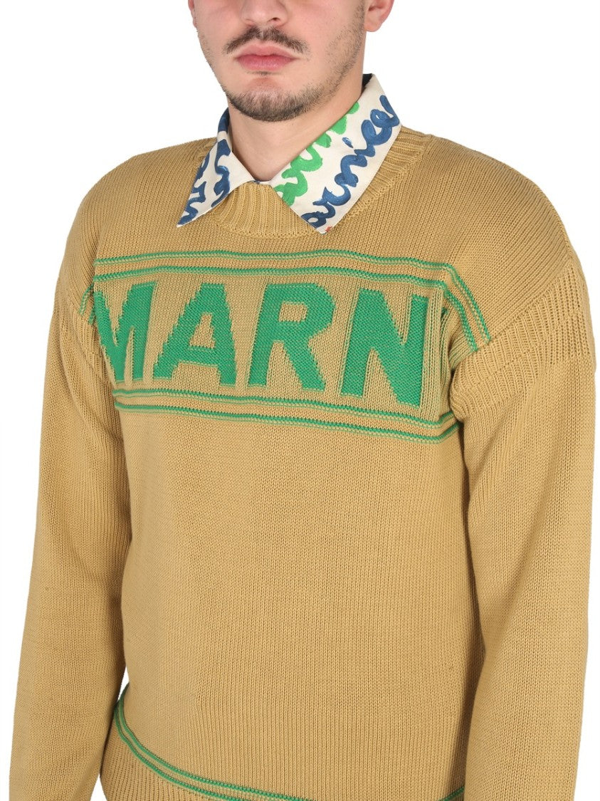 Marni Cross-Neck Knit Sweatshirt