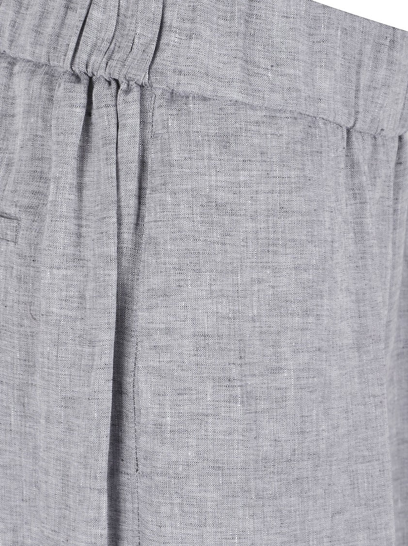 Peserico Straight-Leg Linen Trousers With Elastic Waistband