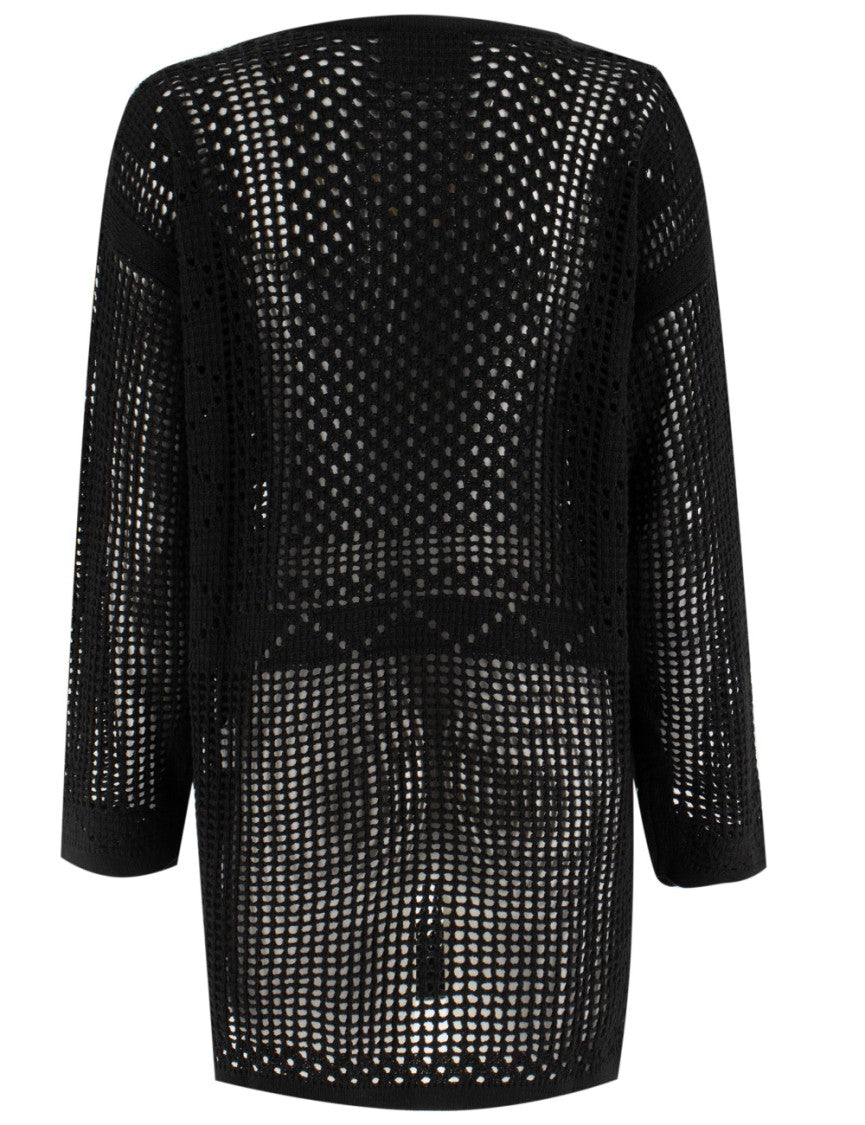 Mc2 Saint Barth Openwork Mesh Tunic With V-Neck