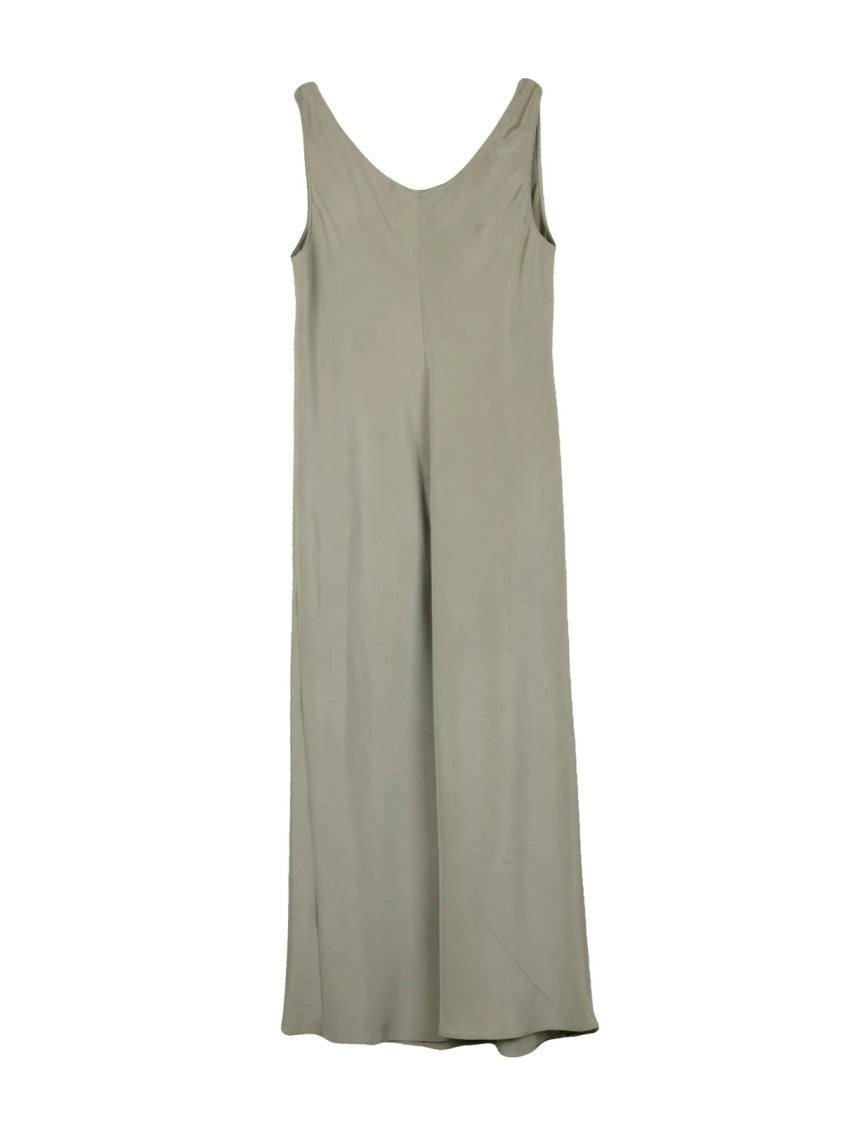 Max Mara Satin Midi Dress With Scoop Neckline And Fluid Silhouette