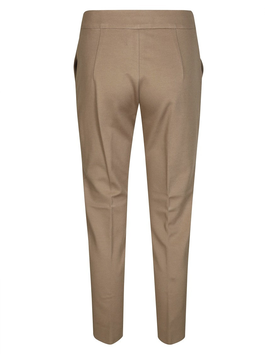 Max Mara Slim Straight-Leg Tailored Pants With Clean Front Closure