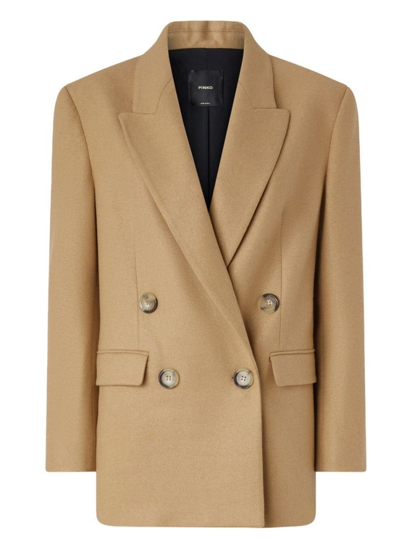 Pinko Camel Tailored Jacket With Double-Breasted Front