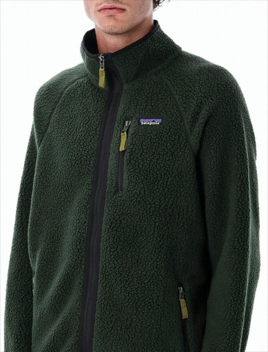 Patagonia Textured Fleece Jacket With High Collar