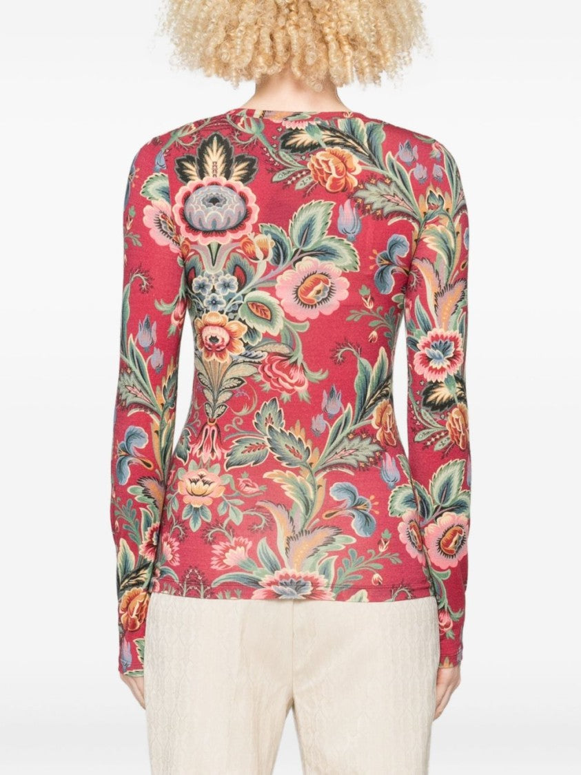 Etro Floral Pattern Long-Sleeved Knitwear Sweater