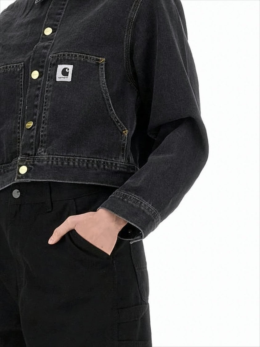 Carhartt Wip Cropped Boxy Denim Jacket With Classic Collar