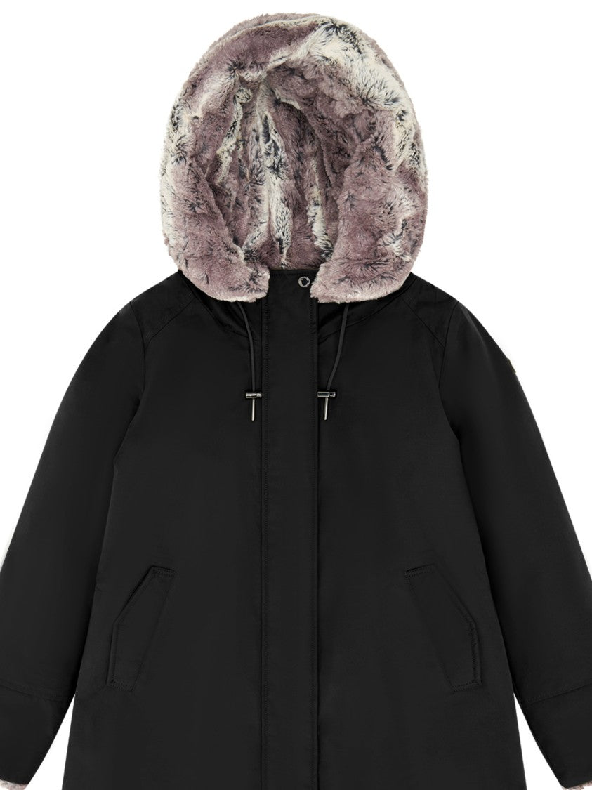 Canadiens Black Audry 6.0 Faux-Fur Hooded Short Coat