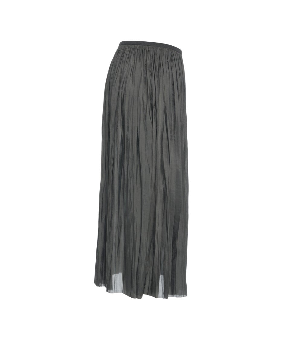 Roberto Collina Pleated Midi Skirt With Crinkled Texture And Elastic Waistband