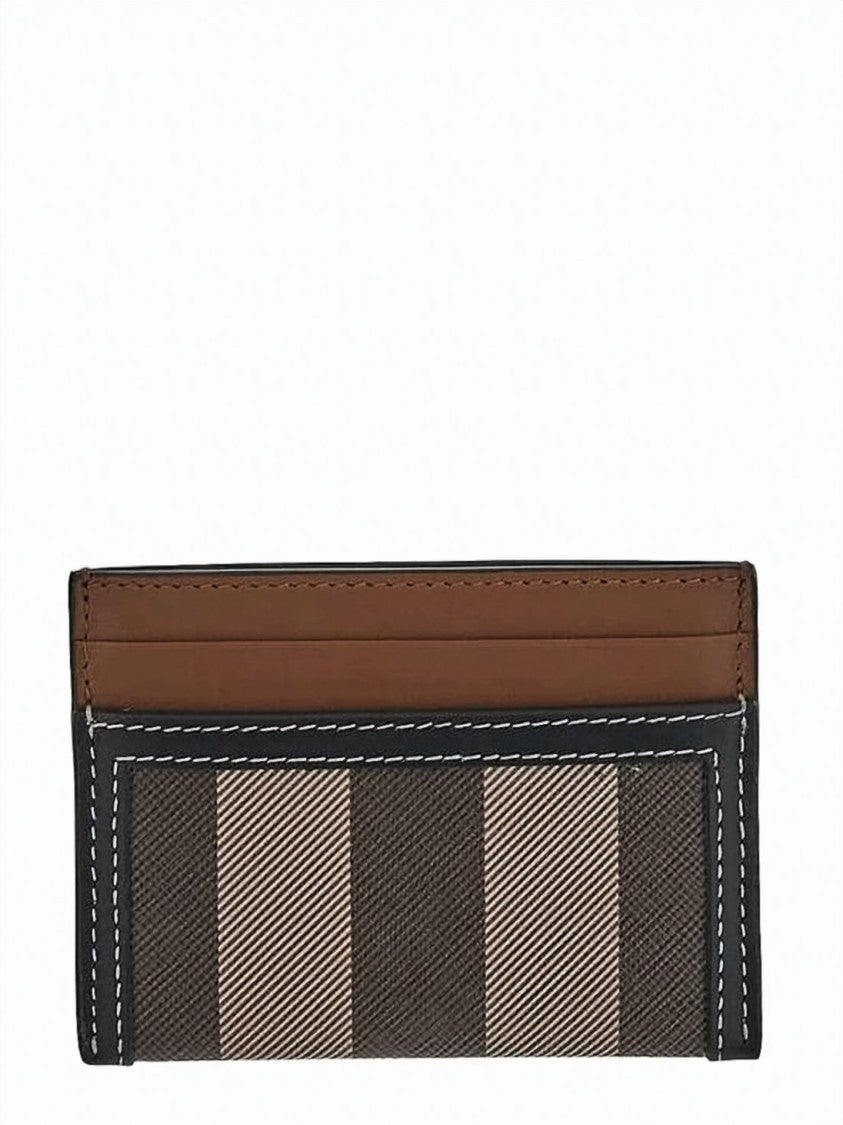 Burberry Two-Tone Leather Card Case With Classic Check Design