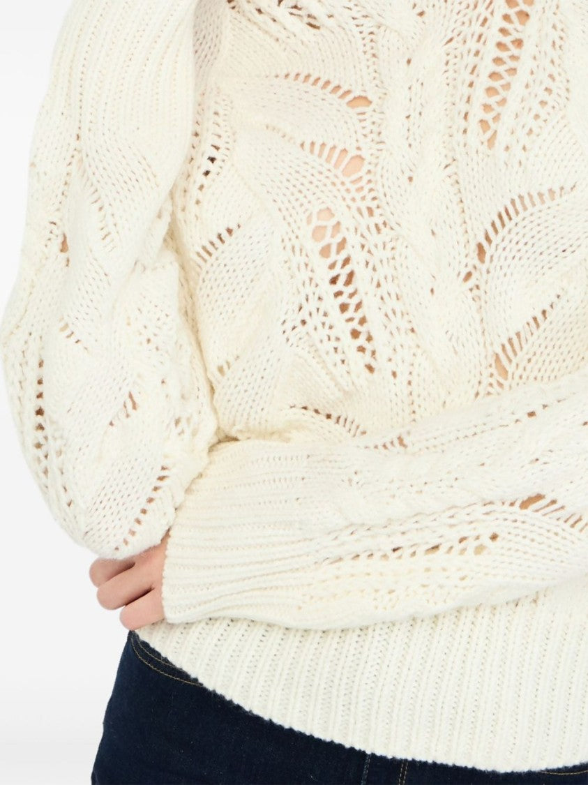 Liu Jo Intricate Openwork White Knit Sweater
