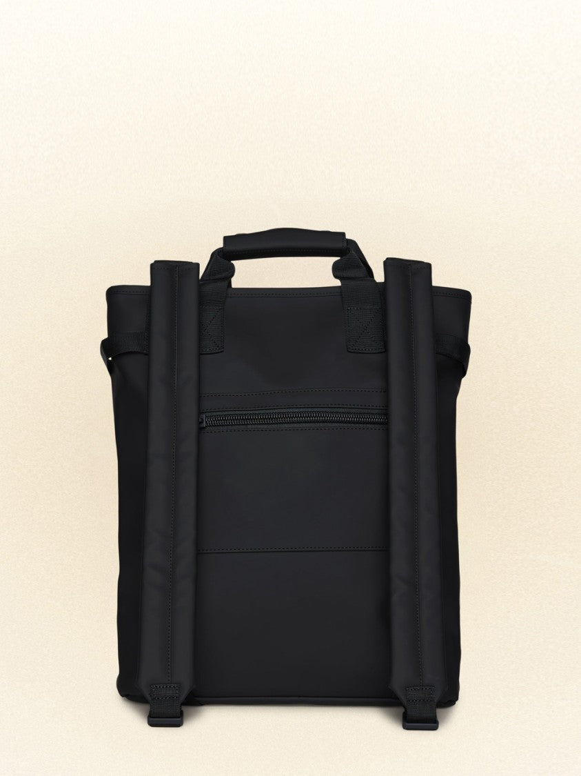 Rains Rectangular Black Minimalist Backpack