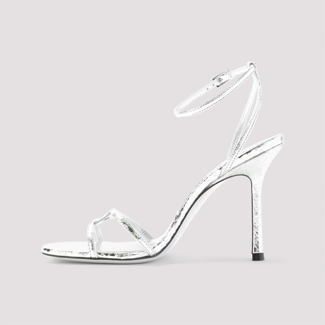 Jimmy Choo Silver Leather 1998 Leo Candy Wrap Sandals