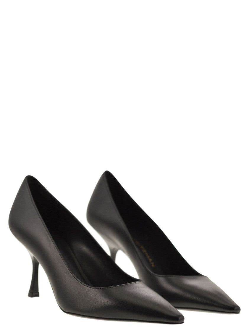 Stuart Weitzman Pointed-Toe Leather Décolleté With Retro Heel