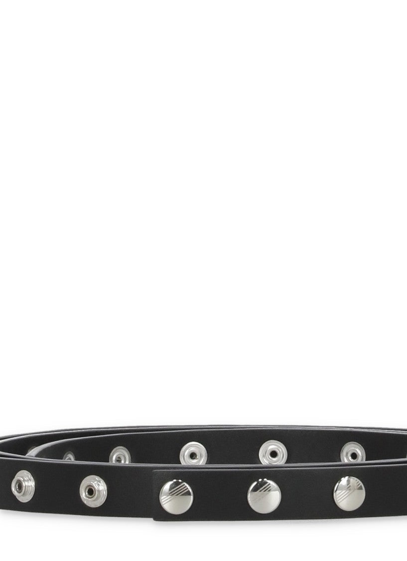 The Attico Black Studded Leather Closure Belt