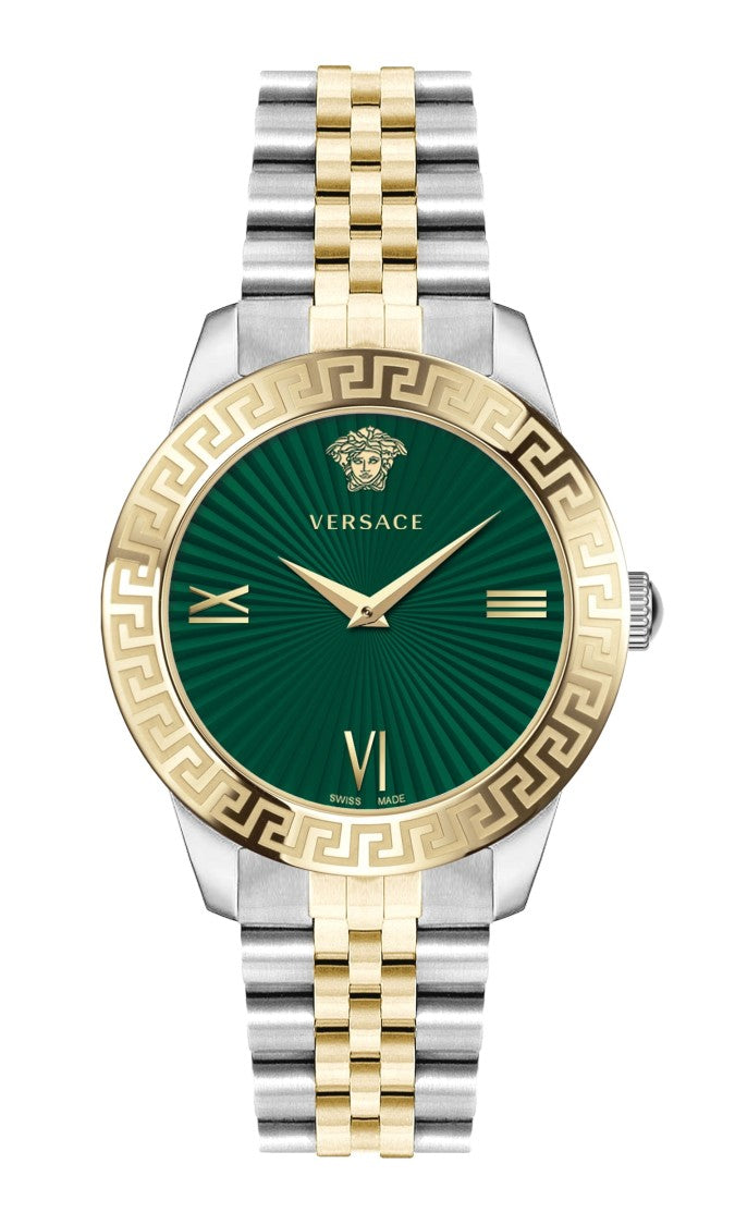 Versace Greca Signature Stainless Steel Watch With Green Dial