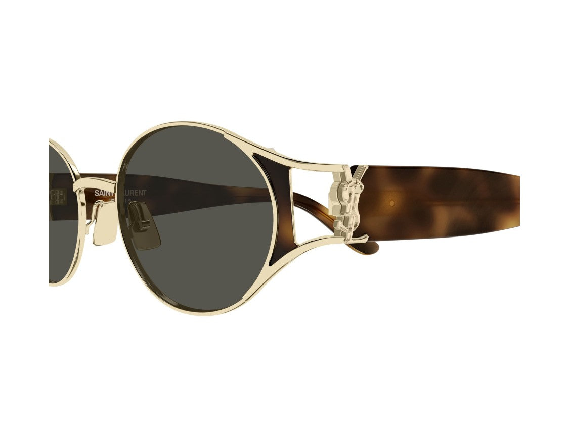 Saint Laurent Sl M919 Gold Metal Tortoiseshell Temple Round Sunglasses