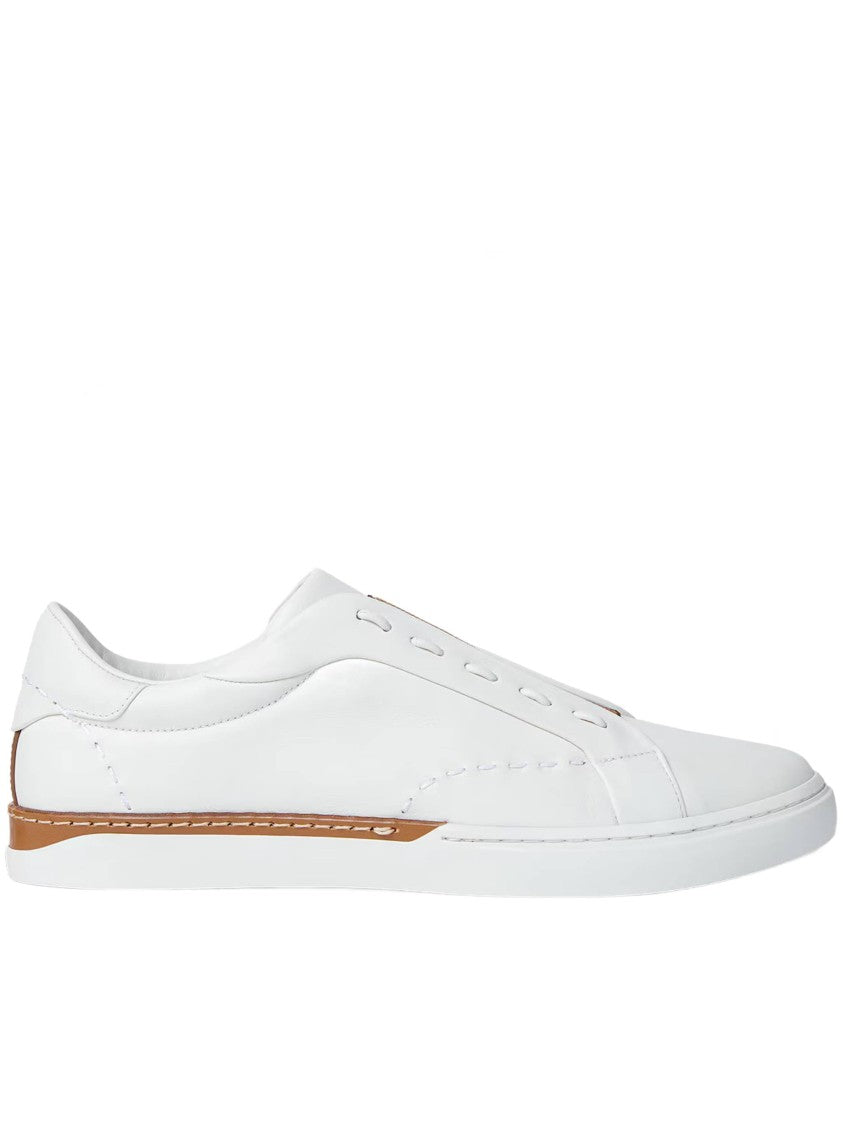 Fendi Low-Top White Leather Sneakers With Distinctive Brown Accents